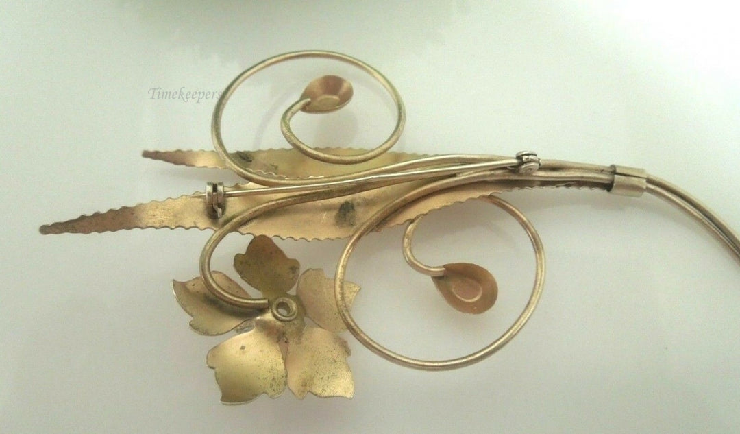 q497 Vintage Copper Tone Beautiful Pin Brooch
