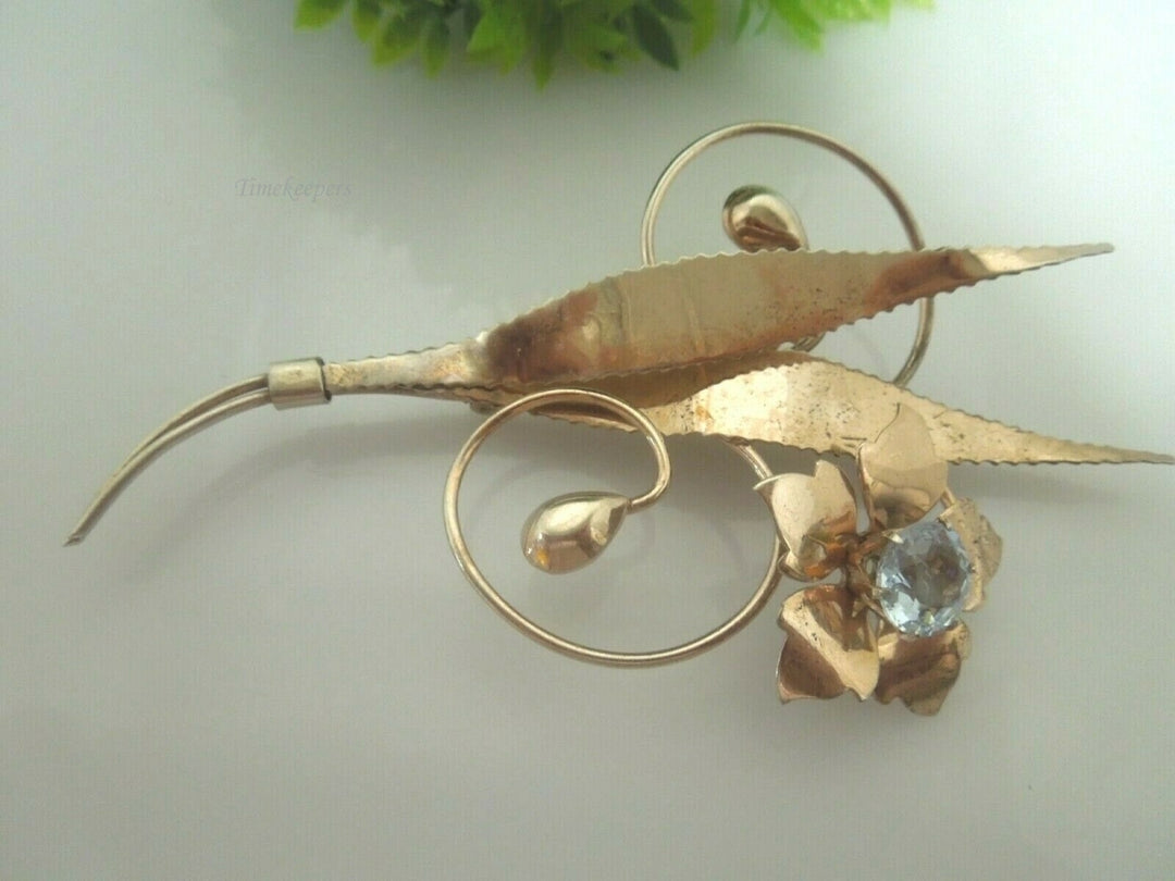 q497 Vintage Copper Tone Beautiful Pin Brooch