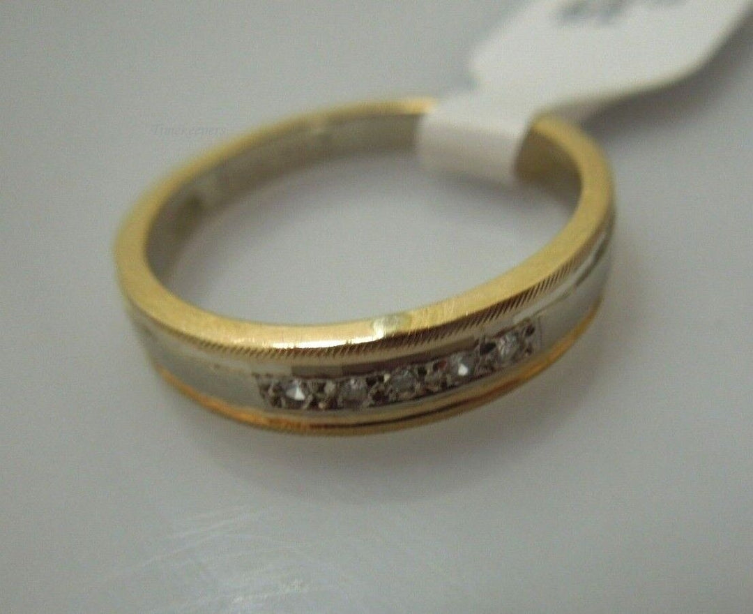 r495 14kt White Yellow Gold Wedding Band Diamond .025 cts Size 6.5(USA) Signed
