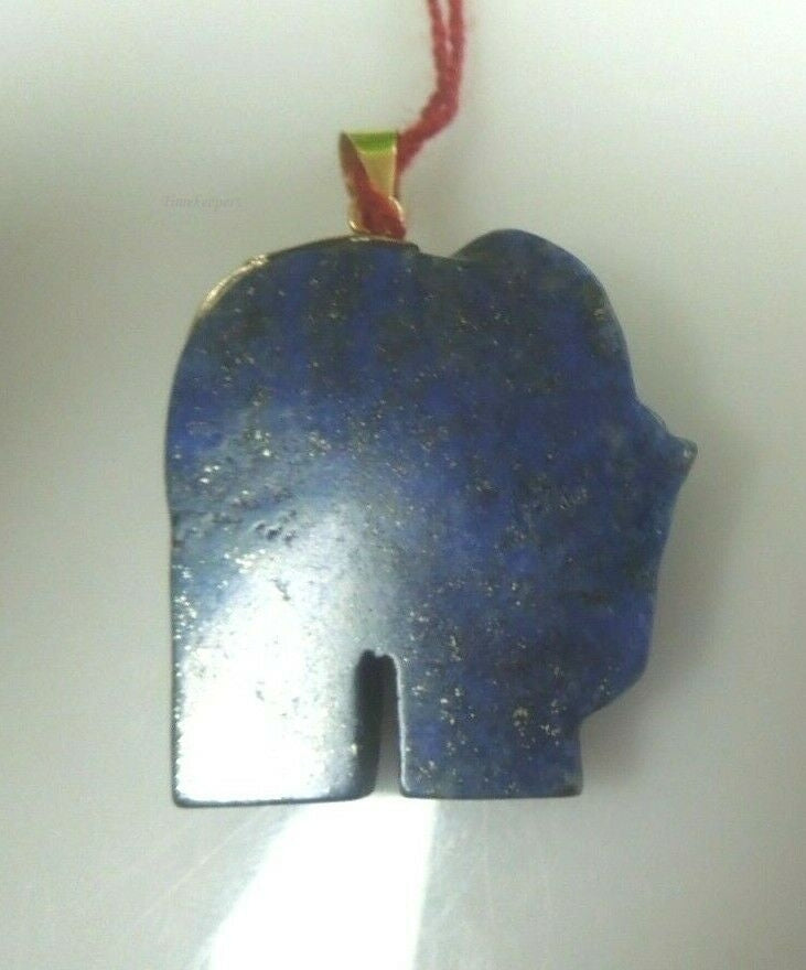 q709 Lapis lazuli Elephant with 14kt 585 Yellow Gold Jeweled Elephant Pendant