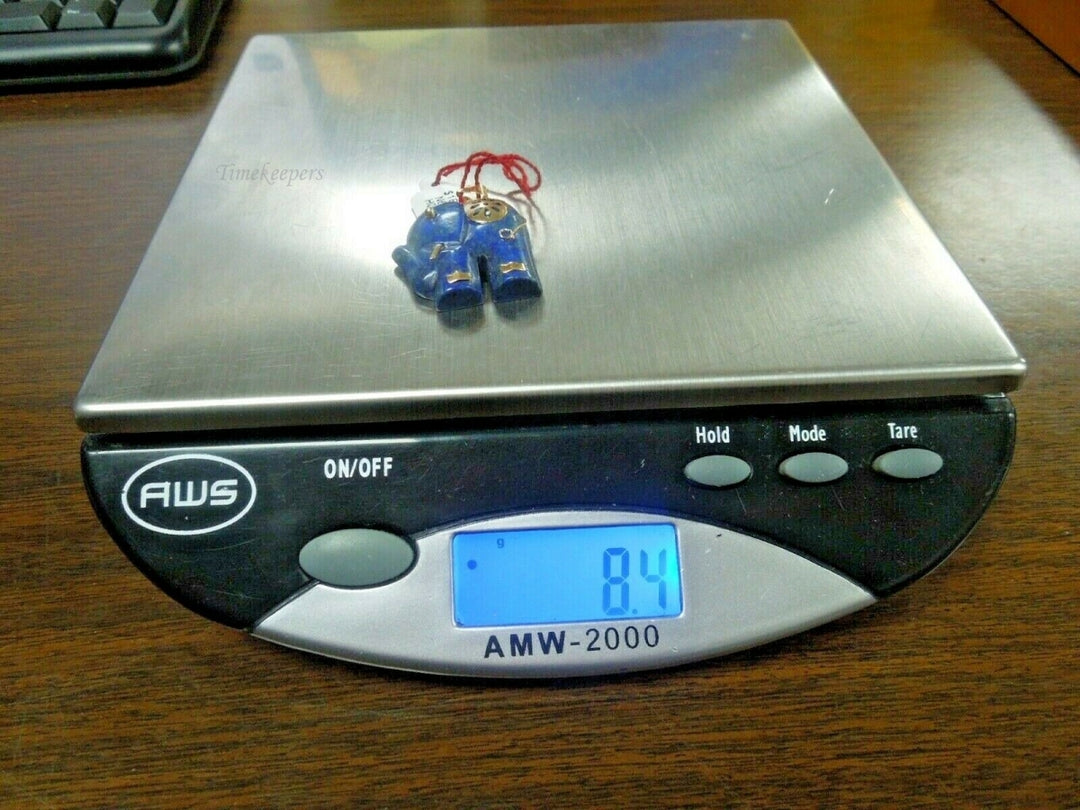 q709 Lapis lazuli Elephant with 14kt 585 Yellow Gold Jeweled Elephant Pendant