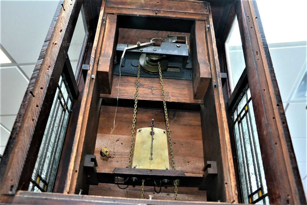 c017 French Musical Mission Style Grandfather Clock 1800's- Local Pickup Only