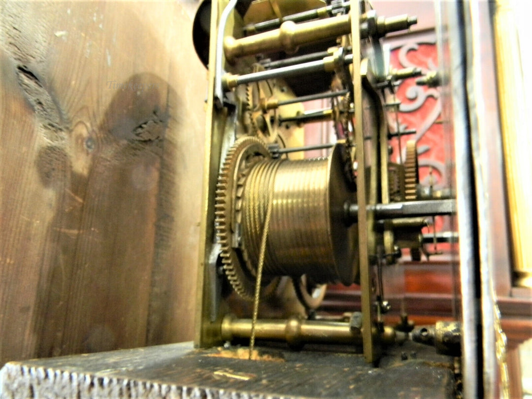 c014 Antique German Curved Long Case Grandfather Clock- Local Pickup Only