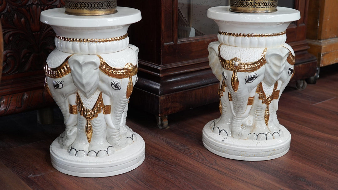 K403 Pair of Elephant Lamp Stands