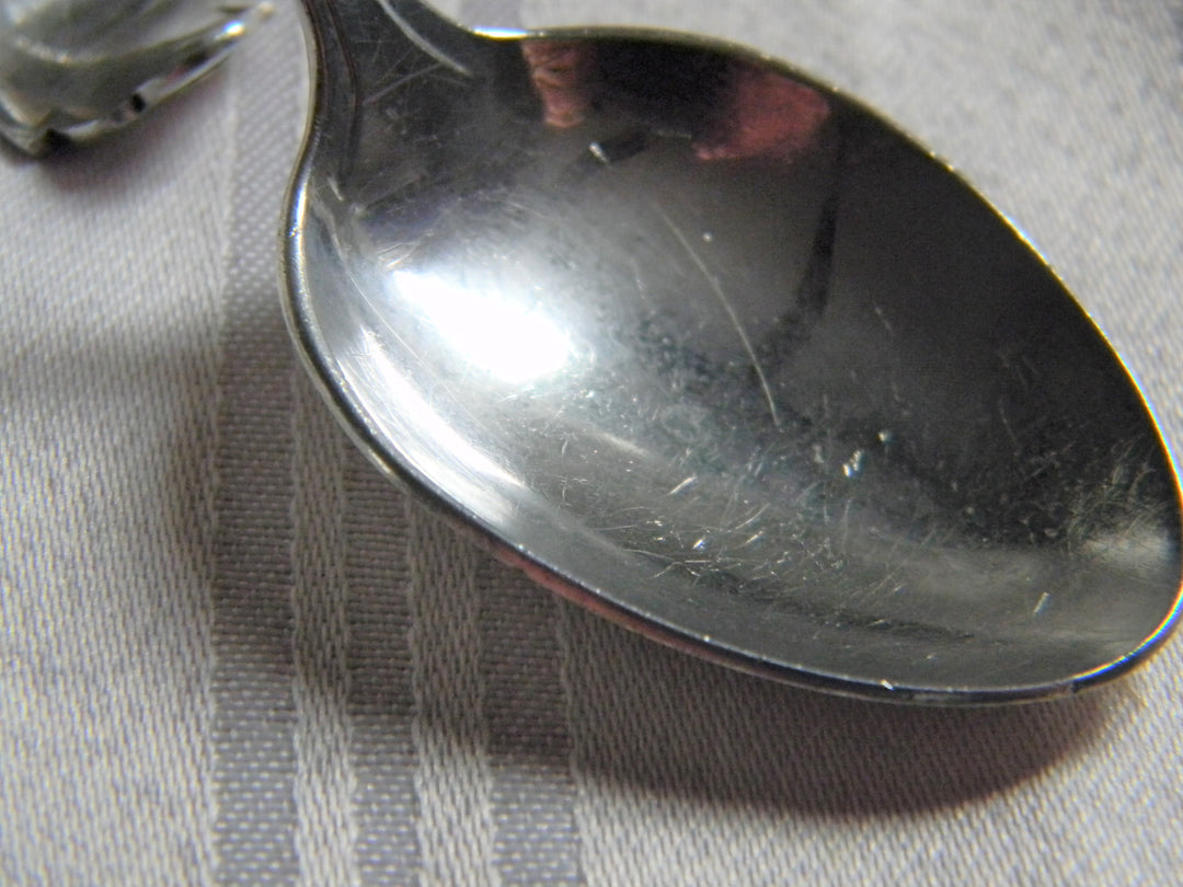 h643 Vintage Sterling Silver Curved Handle Baby Spoon by Radar