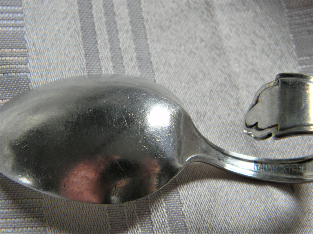 h643 Vintage Sterling Silver Curved Handle Baby Spoon by Radar