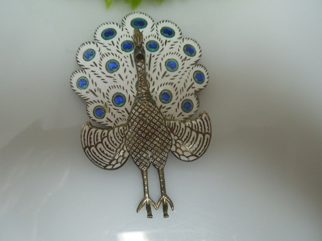 f657 Vintage Sterling Silver Peacock Enamel Pin/Brooch Charm