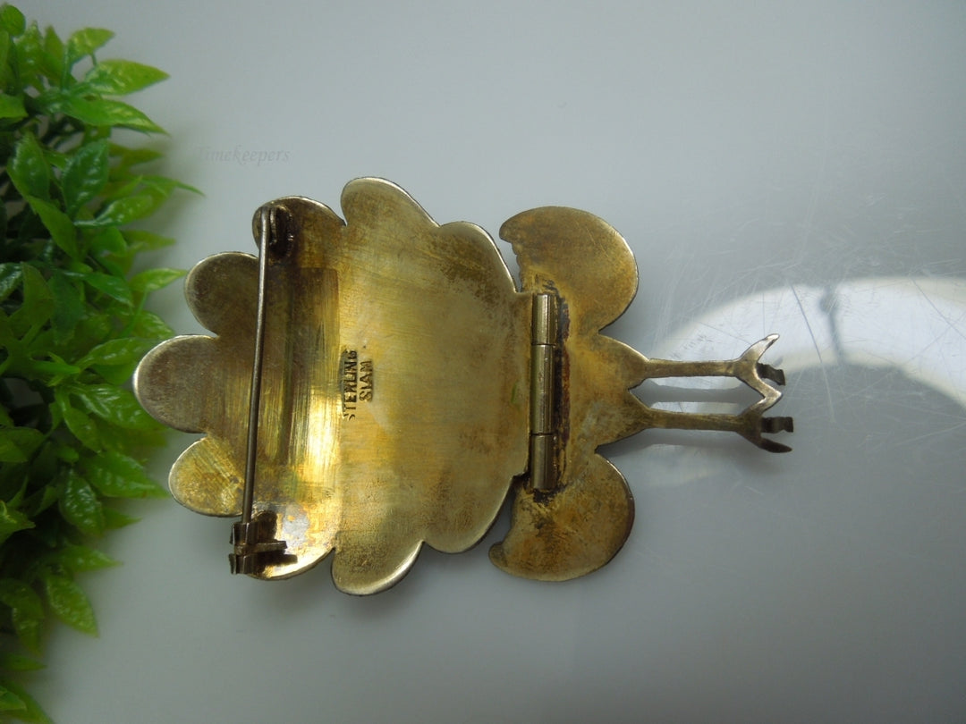 f657 Vintage Sterling Silver Peacock Enamel Pin/Brooch Charm