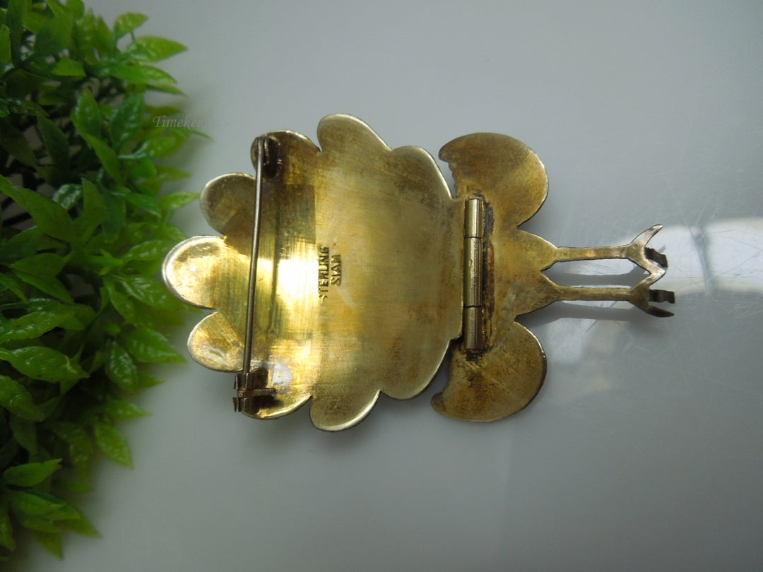 f657 Vintage Sterling Silver Peacock Enamel Pin/Brooch Charm