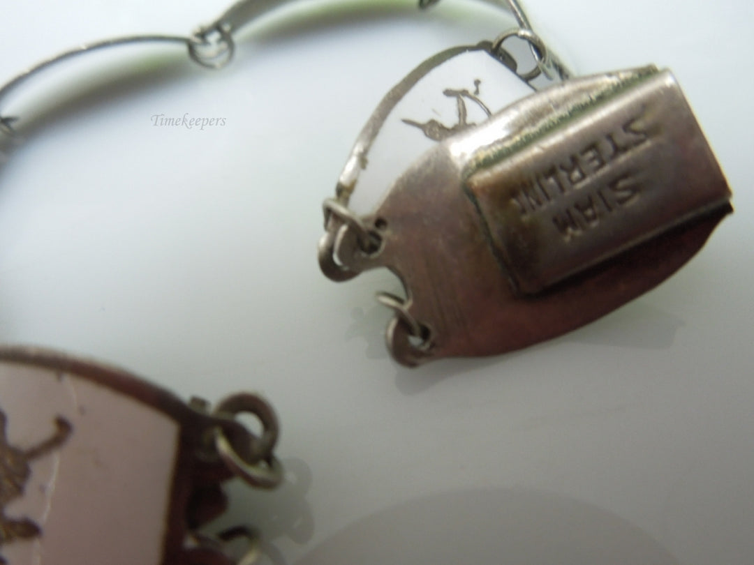 q239 1930 Sterling Silver 925 Siam Niello Exotic Dancers Bracelet 7"