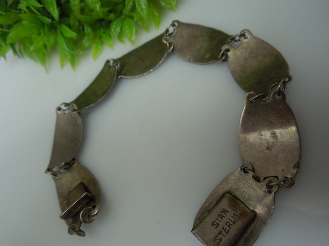 q239 1930 Sterling Silver 925 Siam Niello Exotic Dancers Bracelet 7"