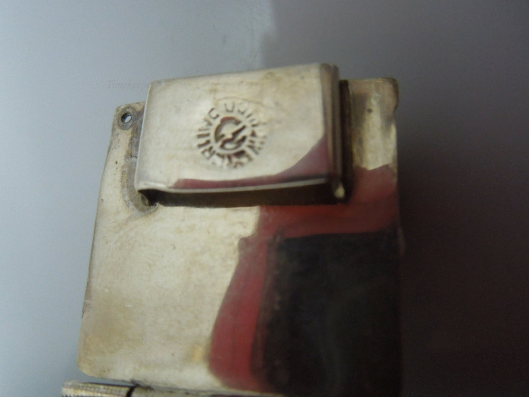 q241 Vintage Sterling Silver Wide Black Onyx Bracelet 7"