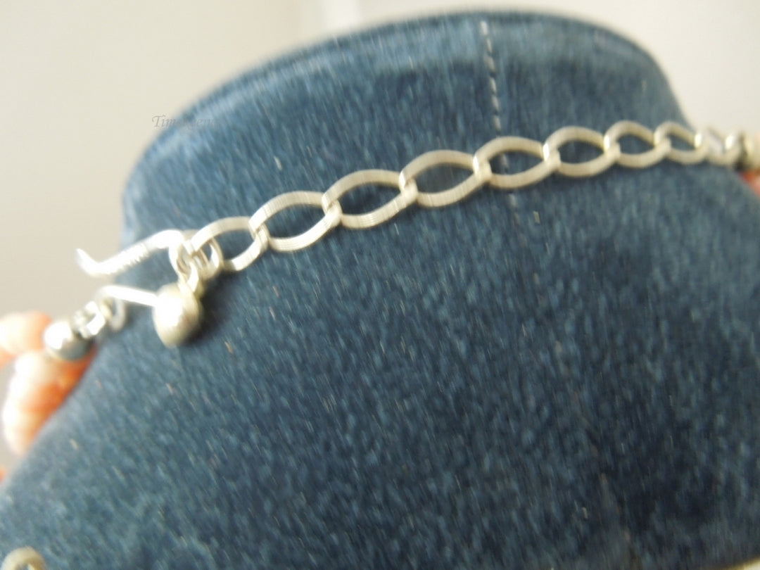 q253 Vintage Rhodochrosite Beads 3 Strands 18" Necklace with Sterling Clasp