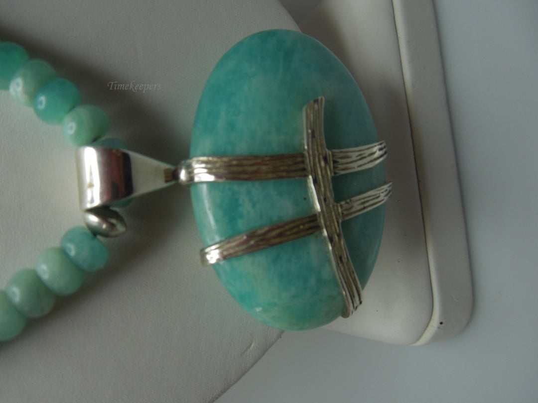 q258 Vintage Larimar Necklace 19" and Beautiful Pendant with Sterling Silver Clasp