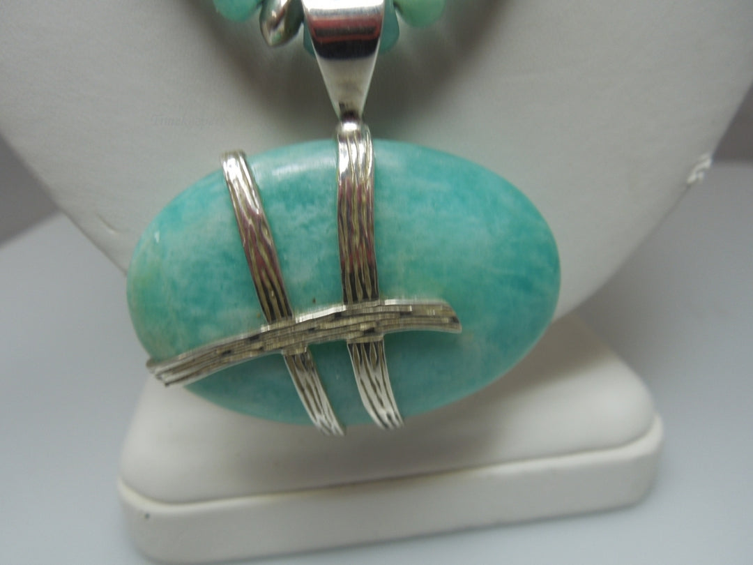 q258 Vintage Larimar Necklace 19" and Beautiful Pendant with Sterling Silver Clasp