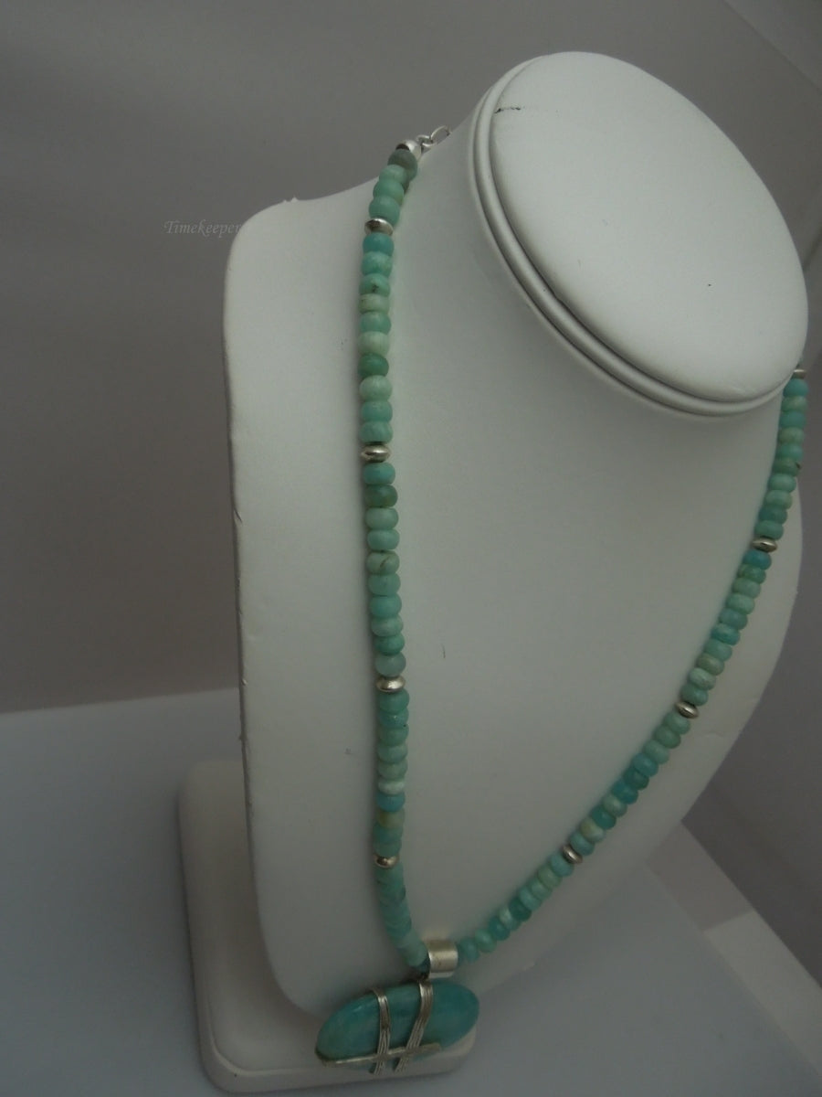 q258 Vintage Larimar Necklace 19" and Beautiful Pendant with Sterling Silver Clasp