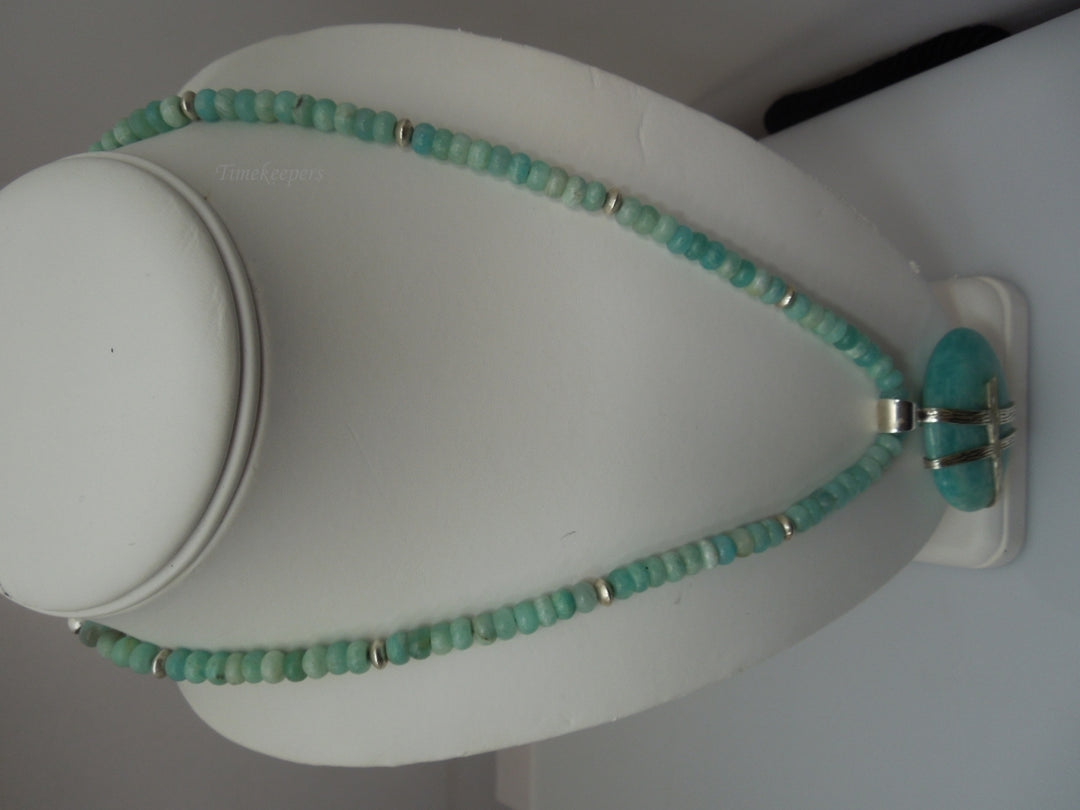 q258 Vintage Larimar Necklace 19" and Beautiful Pendant with Sterling Silver Clasp