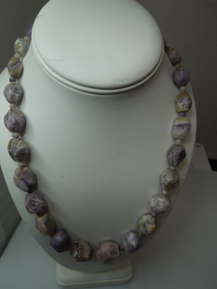 q272 Vintage Russian Charoite 925 Sterling Silver Clasp Jewelry Necklace 19"