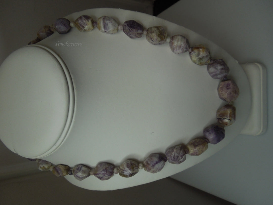 q272 Vintage Russian Charoite 925 Sterling Silver Clasp Jewelry Necklace 19"