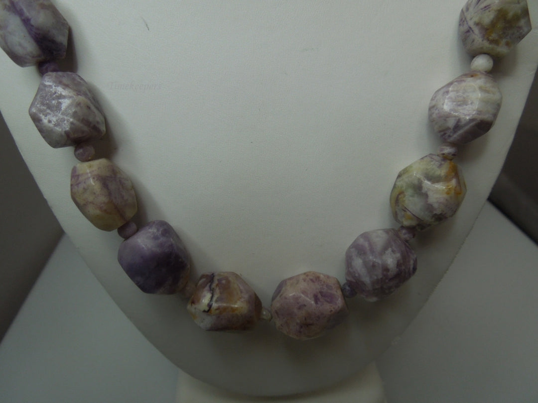 q272 Vintage Russian Charoite 925 Sterling Silver Clasp Jewelry Necklace 19"