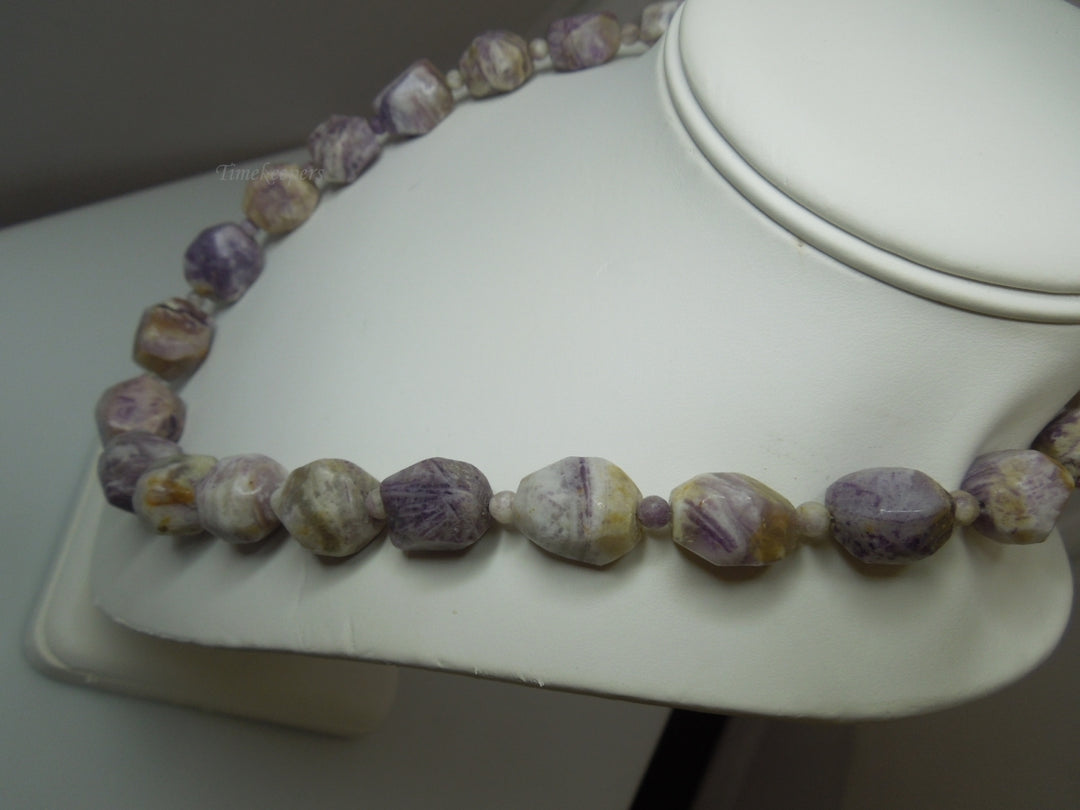 q272 Vintage Russian Charoite 925 Sterling Silver Clasp Jewelry Necklace 19"