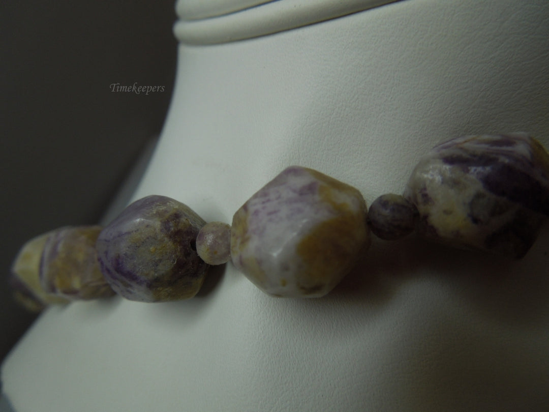 q272 Vintage Russian Charoite 925 Sterling Silver Clasp Jewelry Necklace 19"