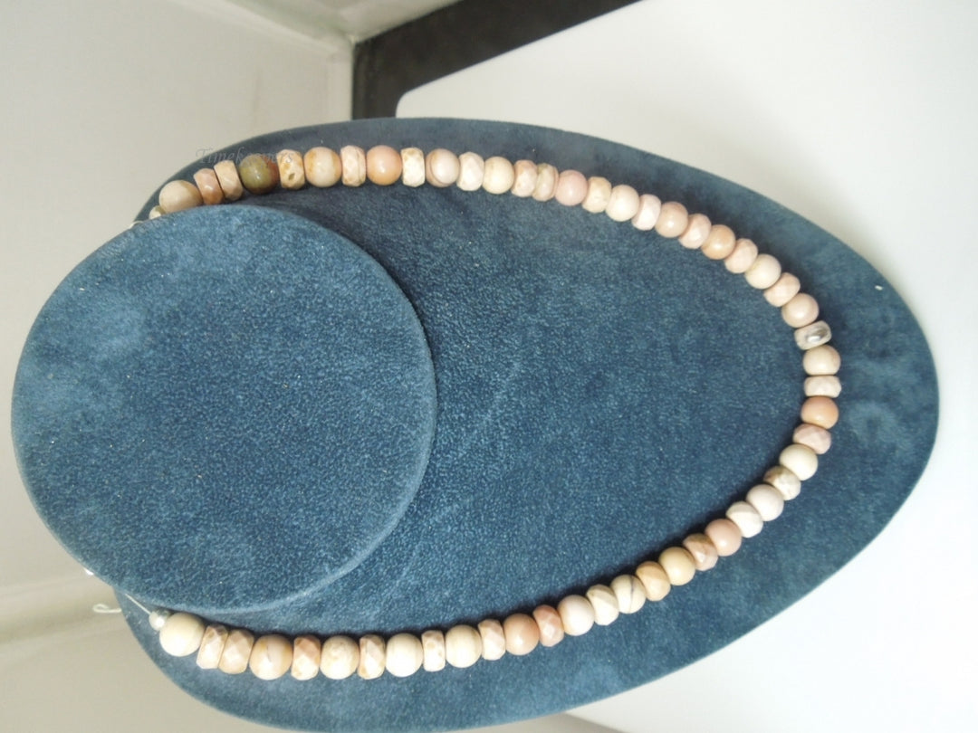 q273 Vintage Quartz Crystal RO Beads Sterling Silver Clasp Necklace 18.5"