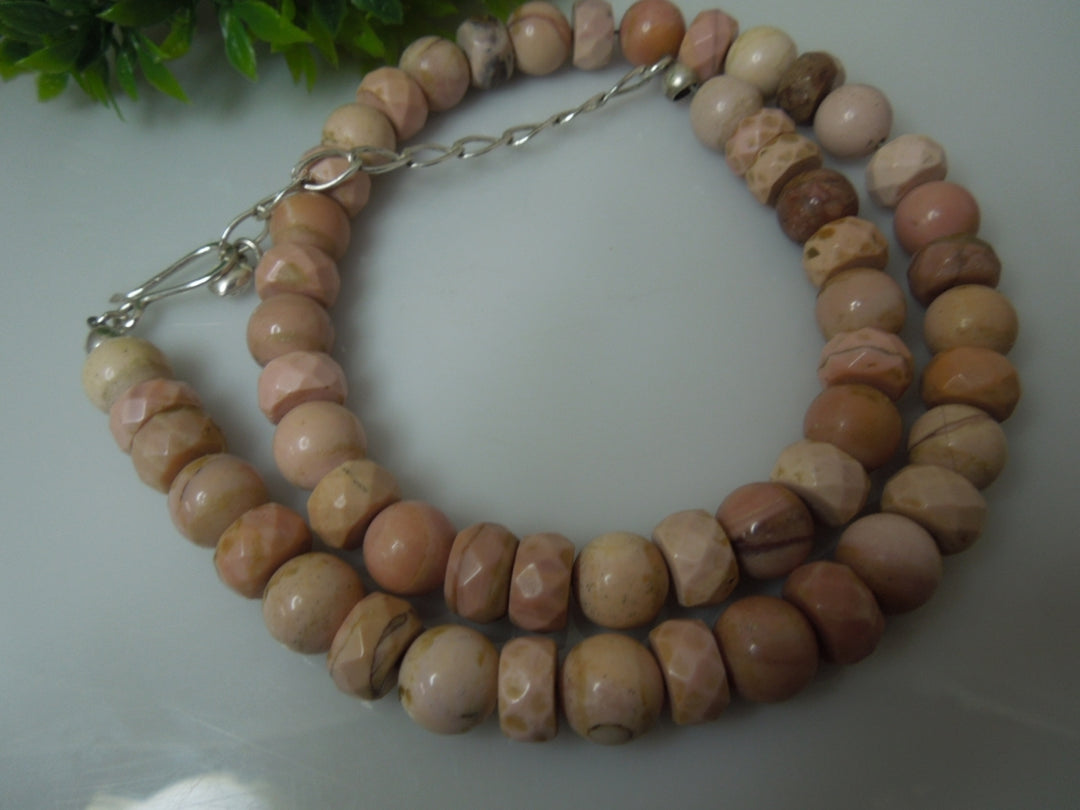 q273 Vintage Quartz Crystal RO Beads Sterling Silver Clasp Necklace 18.5"