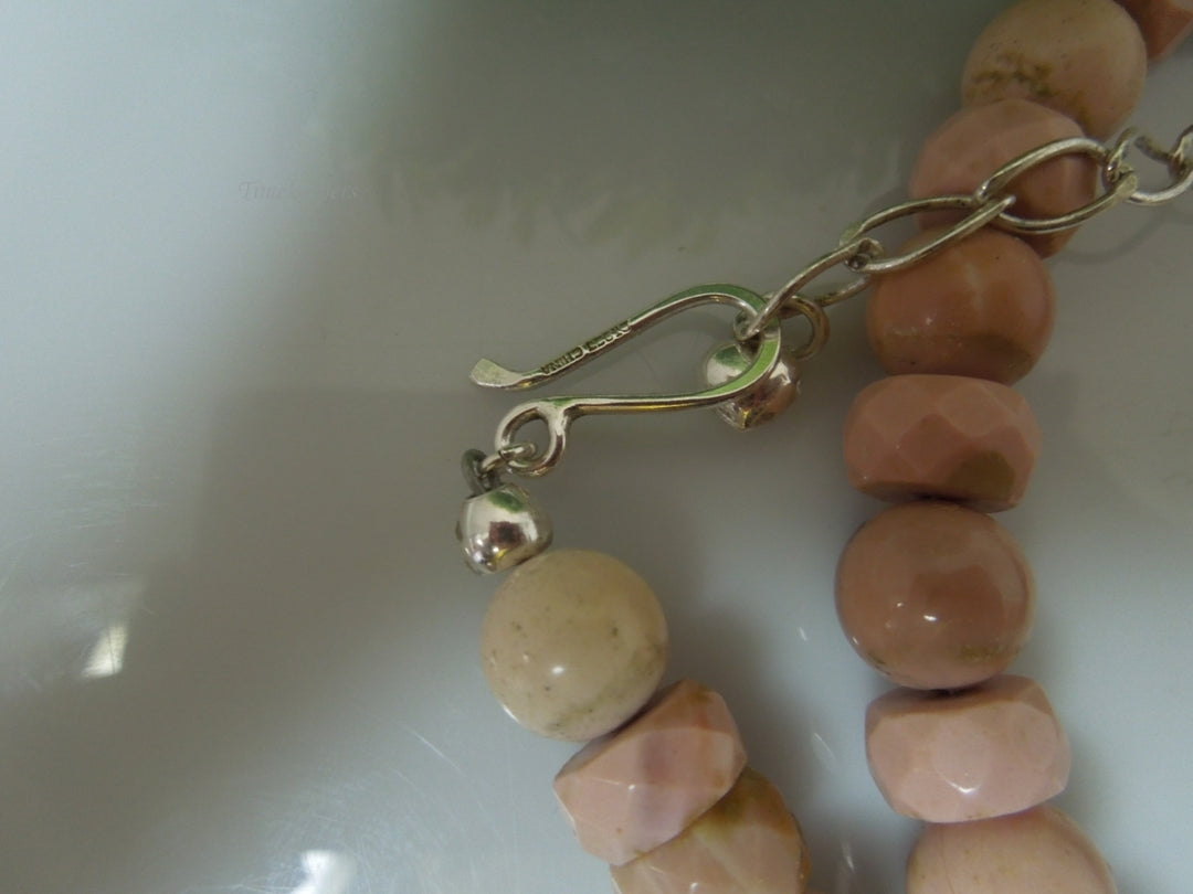 q273 Vintage Quartz Crystal RO Beads Sterling Silver Clasp Necklace 18.5"