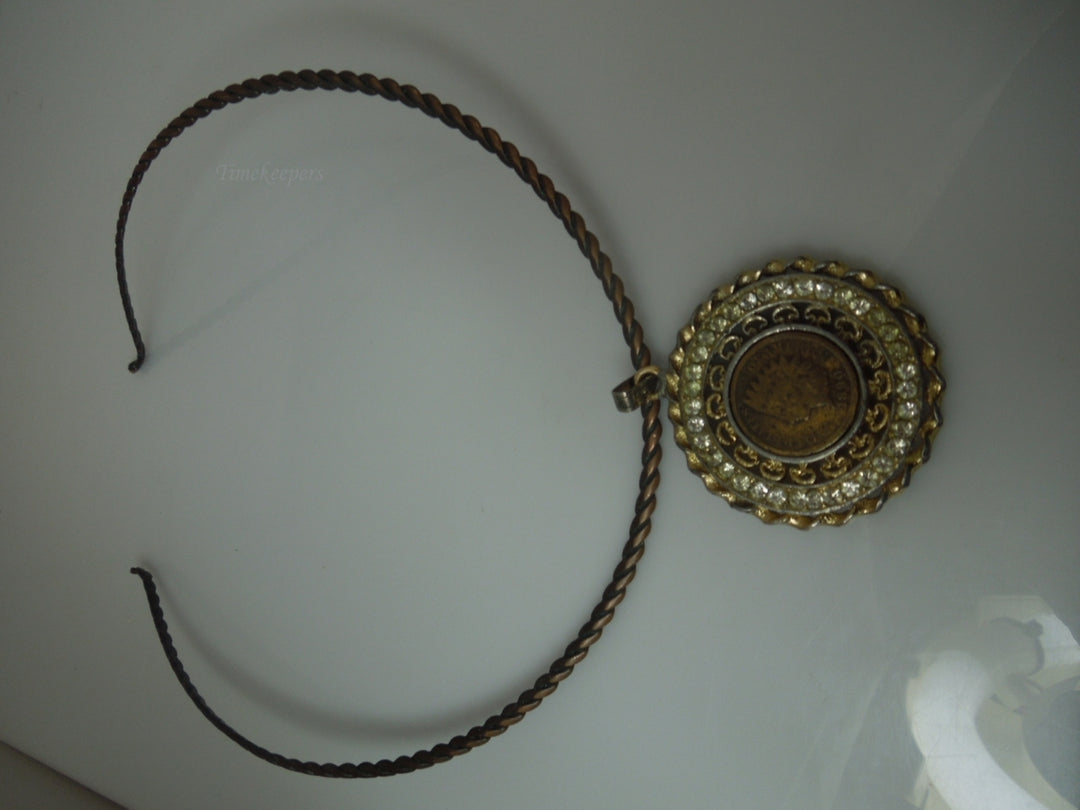 q275 Vintage Mega Chokar Copper Necklace with Beautiful Round Pendant