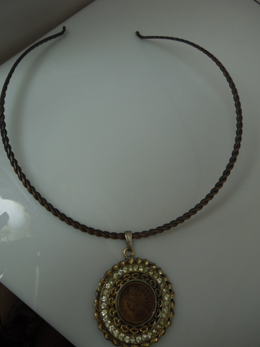 q275 Vintage Mega Chokar Copper Necklace with Beautiful Round Pendant