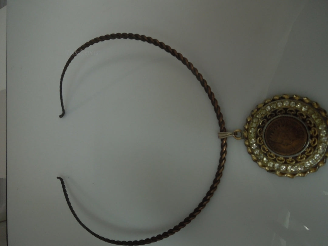 q275 Vintage Mega Chokar Copper Necklace with Beautiful Round Pendant