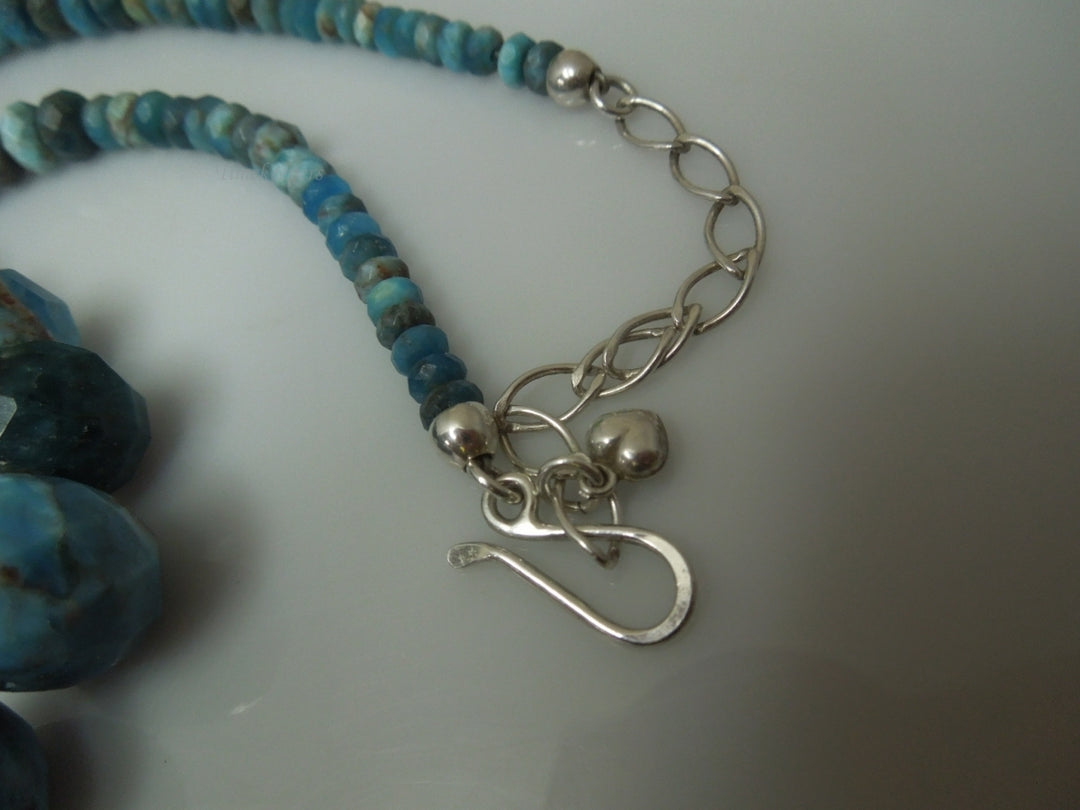 q281 Vintage Graduated Quartz Beads with Sterling Silver Clasp Necklace 17"