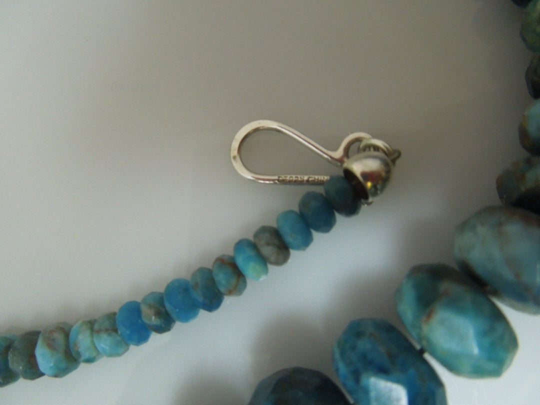 q281 Vintage Graduated Quartz Beads with Sterling Silver Clasp Necklace 17"