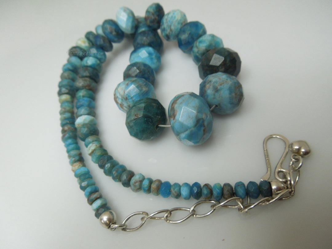 q281 Vintage Graduated Quartz Beads with Sterling Silver Clasp Necklace 17"