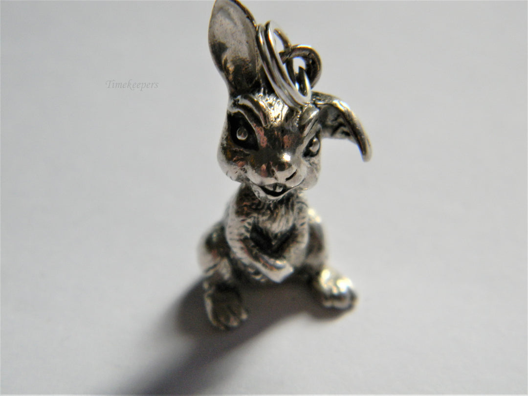 j570 Vintage Sterling Silver Cute 3d Bunny Charm/ Pendant