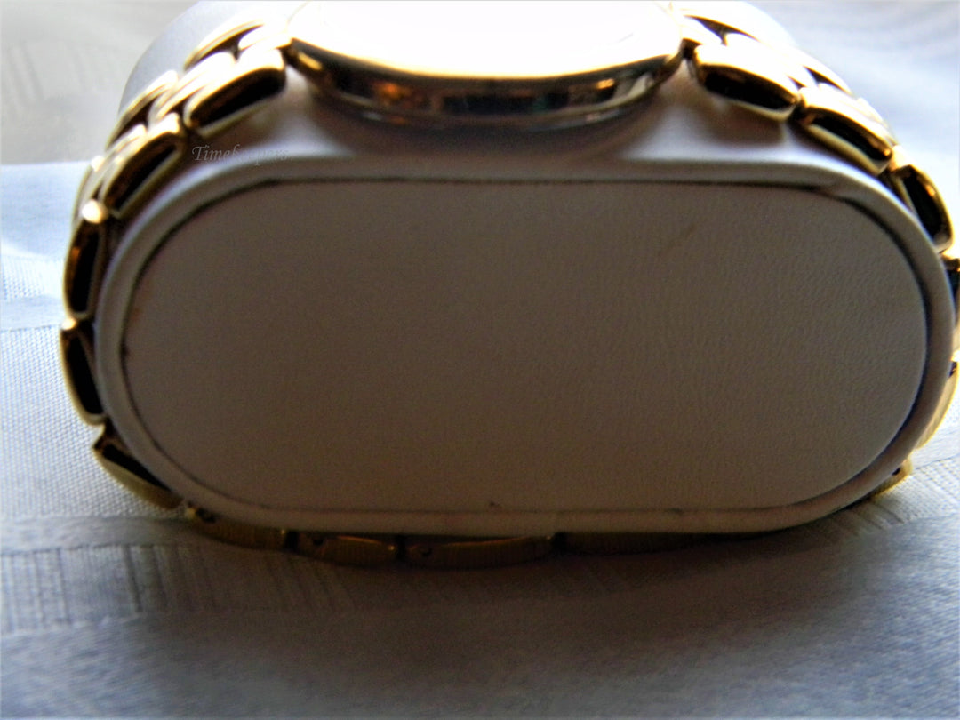 j575 Retro Seiko Quartz Black Dial Wrist Watch Bracelet Band in Gold Tone