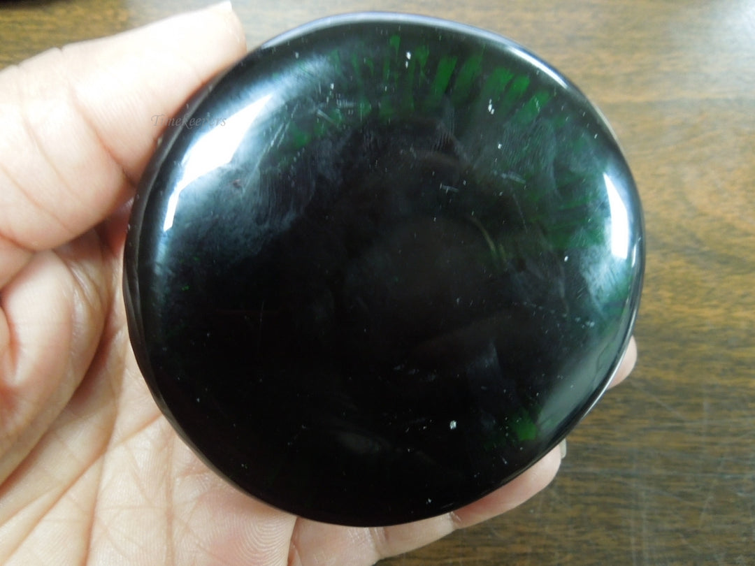 r590 Vintage Black Crystal Paperweight 80mm