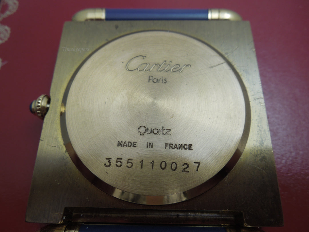 b872 Small Cartier Travel Alarm Clock with Box and Pouch