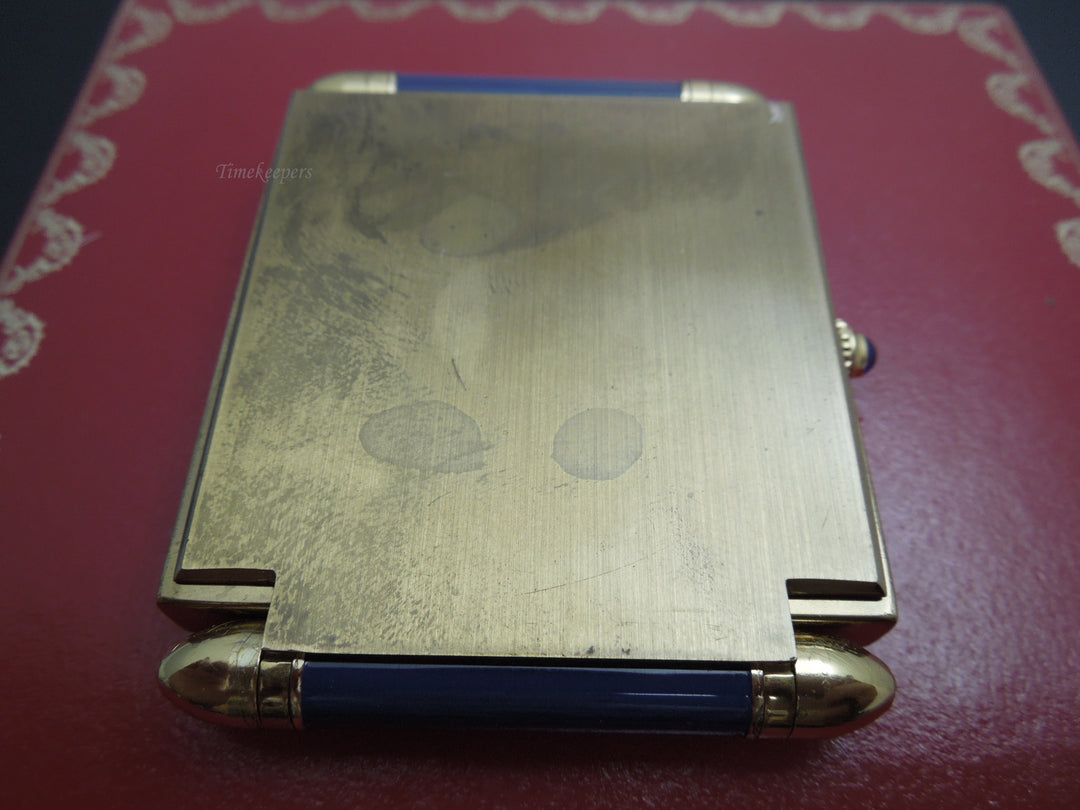 b872 Small Cartier Travel Alarm Clock with Box and Pouch