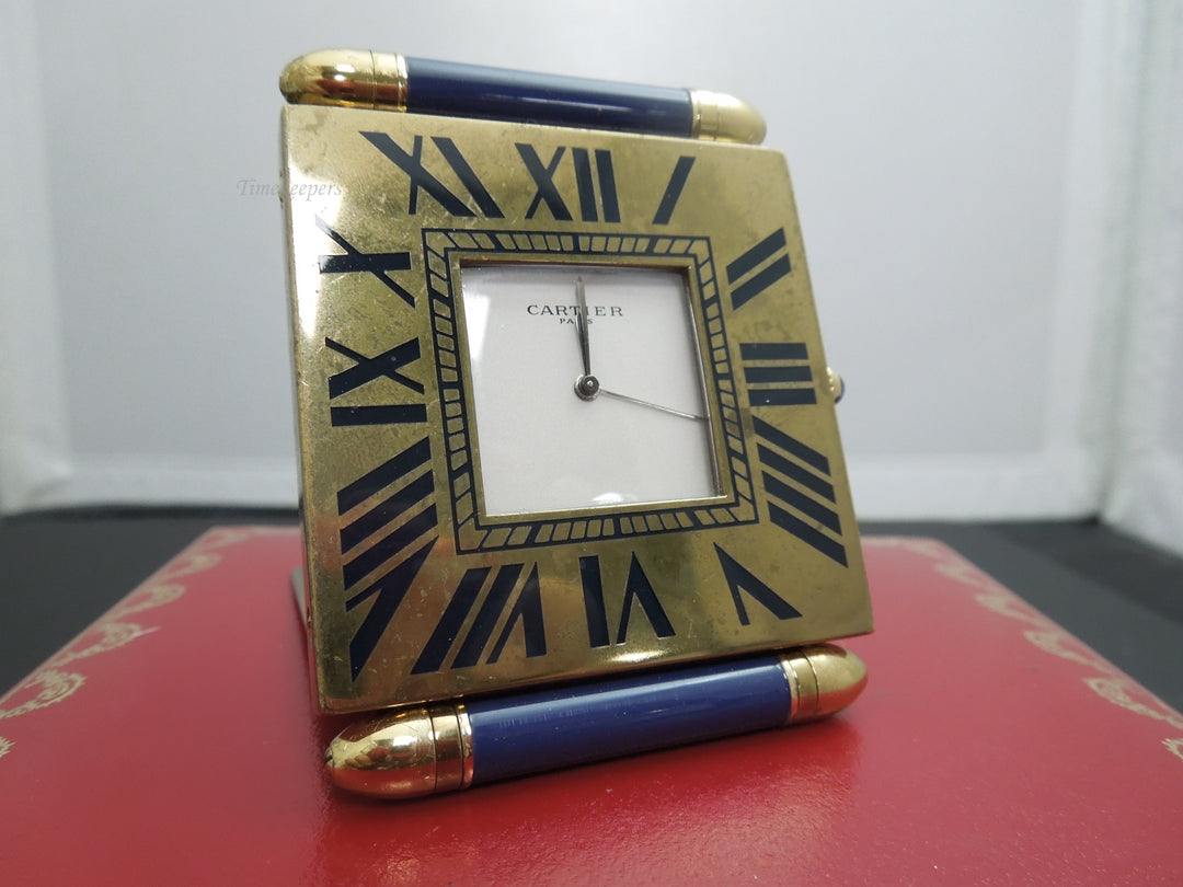 b872 Small Cartier Travel Alarm Clock with Box and Pouch