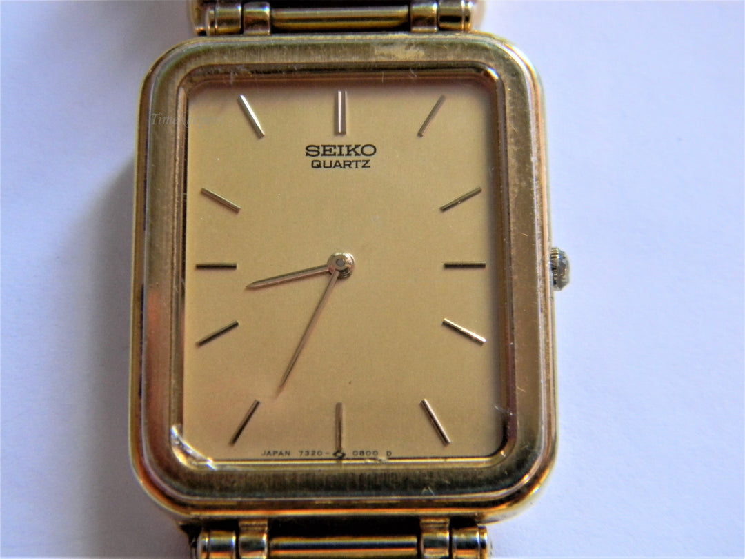 j578 Retro Seiko Quartz Gold Dial Wrist Watch Bracelet Band in Gold Tone