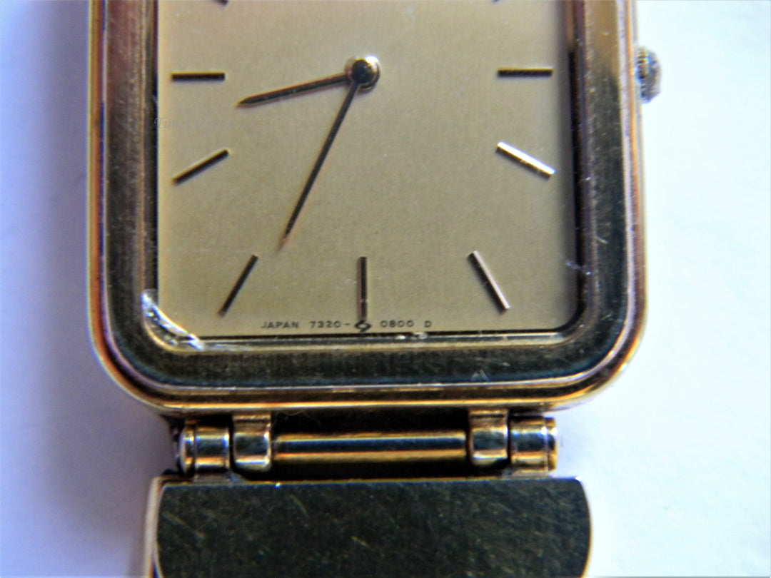 j578 Retro Seiko Quartz Gold Dial Wrist Watch Bracelet Band in Gold Tone