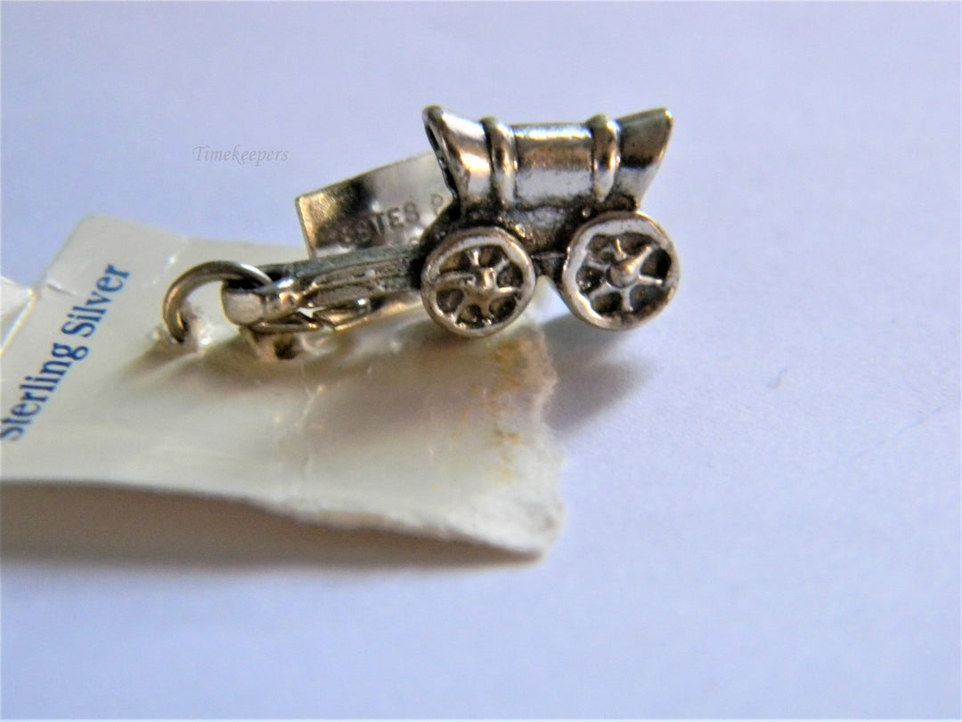 j582 Vintage Sterling Old/ New Stock Covered Wagon Charm/ Pendant