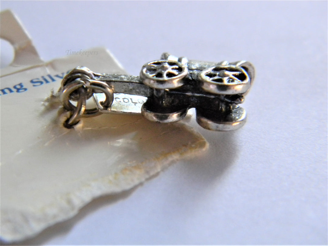 j582 Vintage Sterling Old/ New Stock Covered Wagon Charm/ Pendant