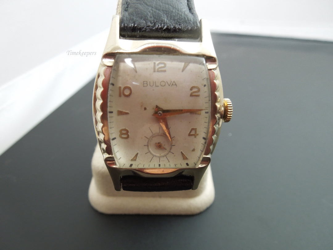g357 Elegant Bulova Watch 14kt RGP w/Genuine Leather Band