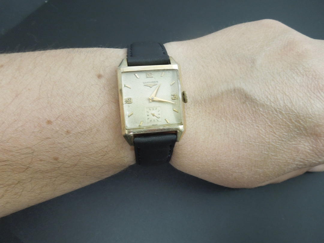 b878 Men's Vintage 10kt Gold Filled Mechanical Longines Wristwatch with original box
