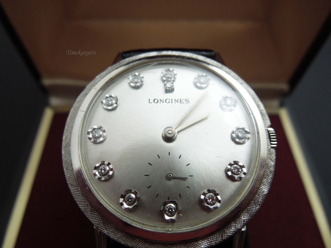 b879 Men's Classic Mechanical 14kt White Gold Longines Wristwatch with box