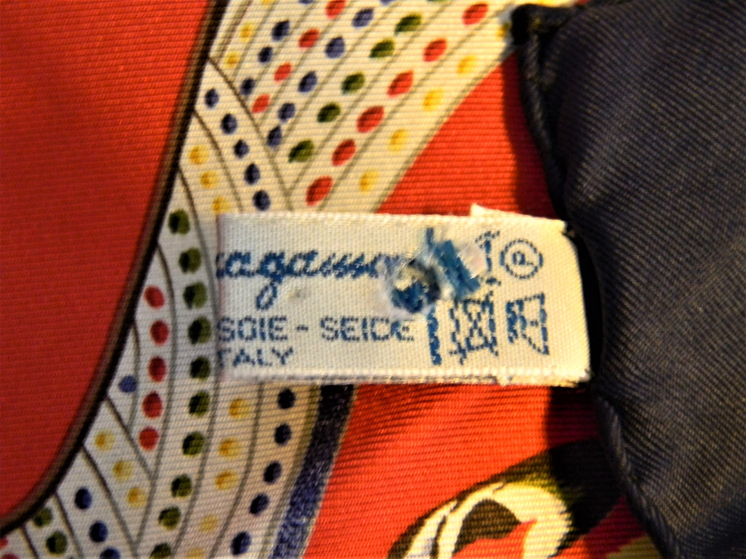 h733 Vintage Rare Salvatore Ferragamo 100% Silk Scarf Shoes &amp; Butterflies