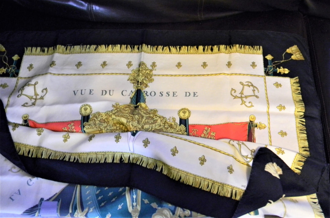 h734 Vintage Rare La Reale Vue du Caross de La Galere Hermes Scarf